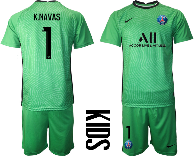 Men 2021 Paris Saint-Germain green goalkeeper 1 soccer jerseys